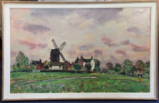 Llewellyn Petley-Jones (1908-1986) Outwood Mill 27.5 x 45in.